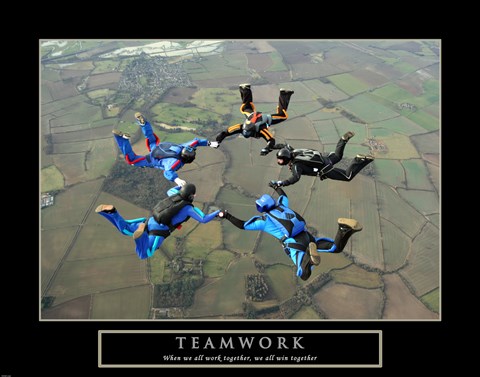 Framed Teamwork-Skydivers II Print