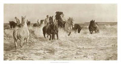 Framed Horses Bathing Print