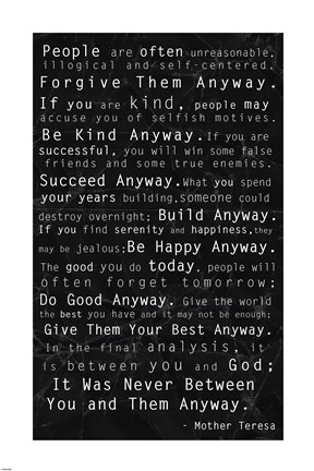 Framed Mother Teresa Quote Black Print