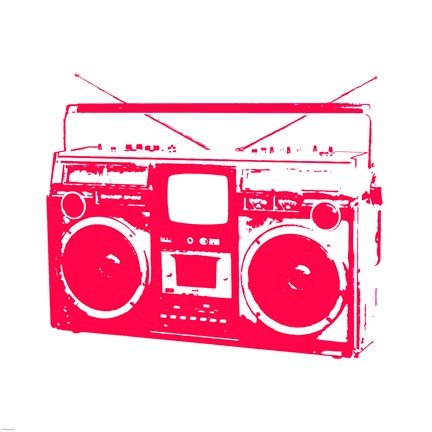 Framed Red Boom Box Print