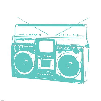 Framed Aqua Boom Box Print