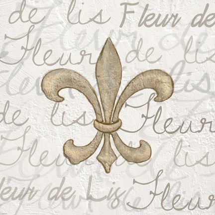 Framed Fleur de Lis - White Print