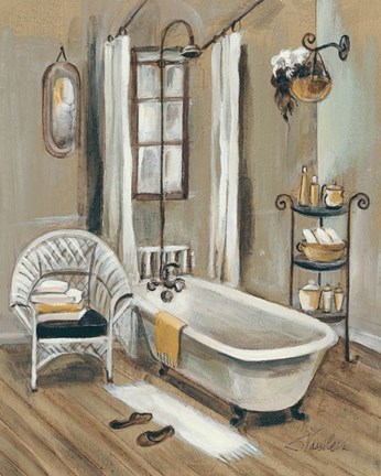 Framed French Bath II Print