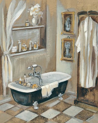 Framed French Bath III Print