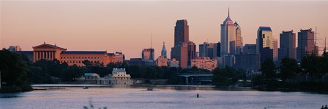 Framed Buildings on the waterfront, Philadelphia, Pennsylvania, USA Print