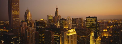 Framed Skyscrapers in Chicago at dusk, Illinois Print