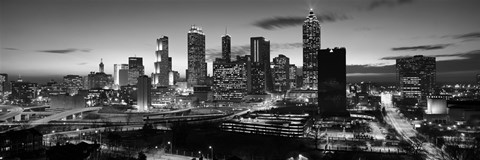 Framed Atlanta skyline in black and white, Georgia, USA Print