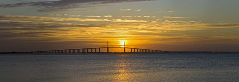 Framed Sunrise over Sunshine Skyway Bridge, Tampa Bay, Florida, USA Print