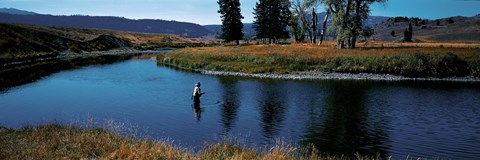 Framed Trout fisherman Slough Creek Yellowstone National Park WY Print
