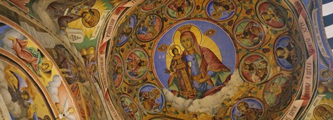 Framed Fresco on the ceiling of a monastery, Rila Monastery, Bulgaria Print