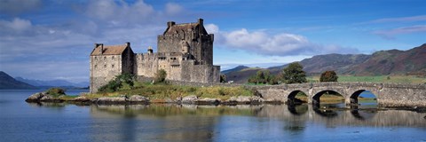 Framed Castle on an island, Eilean Donan, Loch Duich, Dornie, Highlands Region, Scotland Print