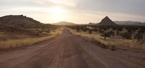 Framed Dirt road passing through a desert, Namibia Print