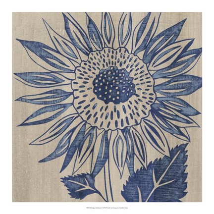 Framed Indigo Sunflower Print
