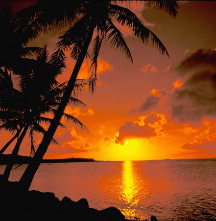 Framed Ocean View at Sunset, Australia Print