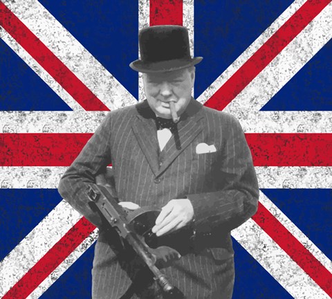 Framed Sir WInston Churchill with Union Jack Print