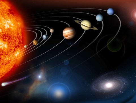 Framed Digitally Generated Image of our Solar System and Points Beyond Print