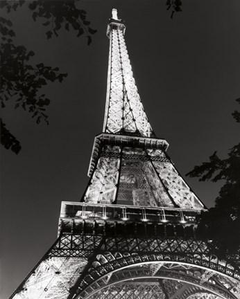 Framed Eiffel Tower at Night Print