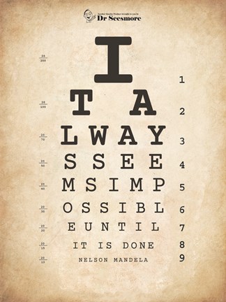 Framed Nelson Mandela Eye Chart II Print