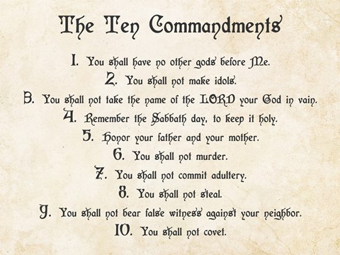 Framed Ten Commandments Print