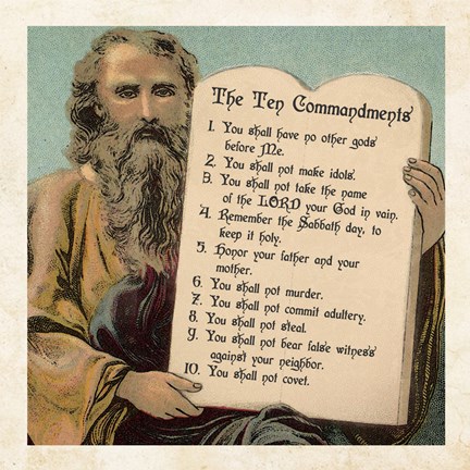 Framed Tablets of the Ten Commandments Print