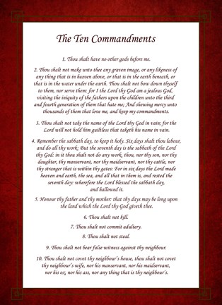 Framed Ten Commandments - Red Print