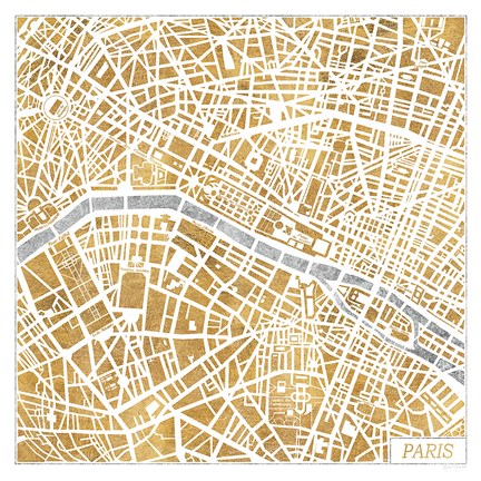 Framed Gilded Paris Map Print