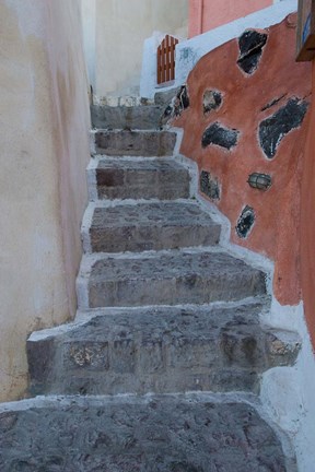 Framed Old Stairway, Oia, Santorini, Greece Print