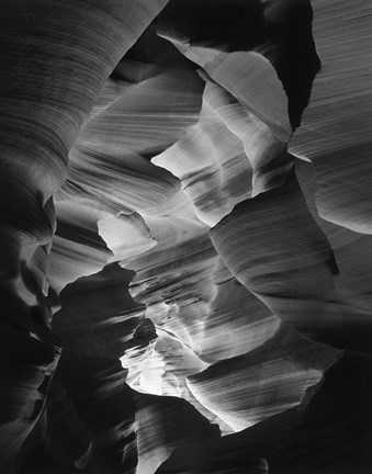 Framed Red Sandstone Walls, Lower Antelope Canyon (Black &amp; White) Print