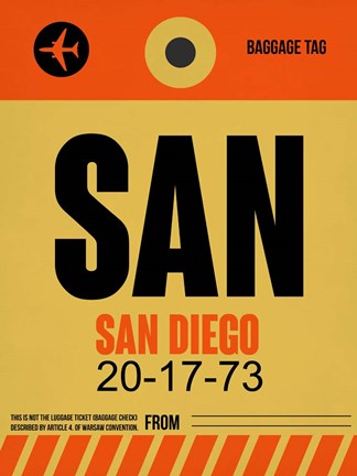 Framed SAN San Diego Luggage Tag 1 Print