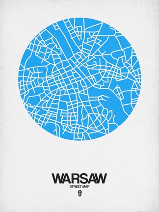 Framed Warsaw Street Map Blue Print