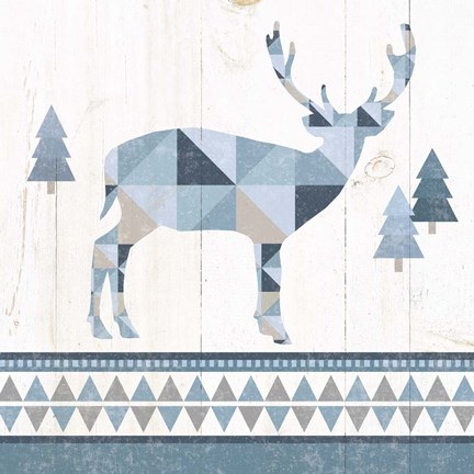 Framed Nordic Geo Lodge Deer I Print