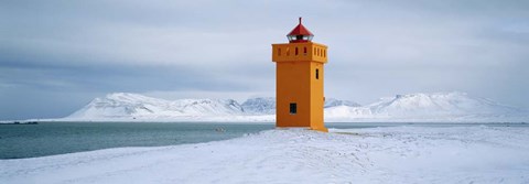 Framed Krossnes lighthouse, Iceland Print