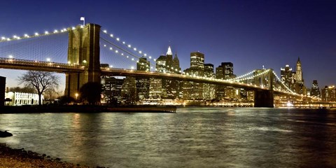 Framed Panoramic View of Lower Manhattan at dusk, NYC Print