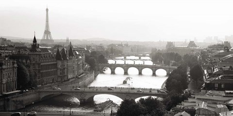 Framed Bridges over the Seine River, Paris Print