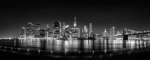 Framed Illuminated  Manhattan Skyline, New York City Print