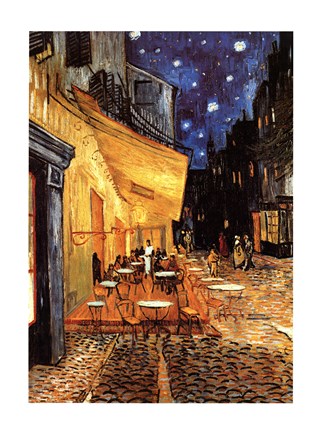 Framed Cafe Terrace on the Place du Forum, Arles, at Night, c.1888 Print