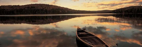 Framed Water And Boat, Maine, New Hampshire Border Print