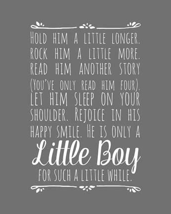 Framed Hold Him A Little Longer - Gray Print