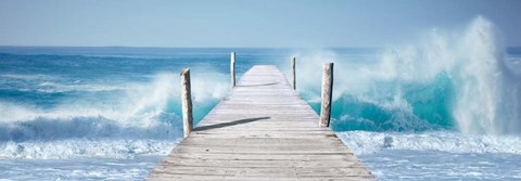 Framed Ocean Waves on a Jetty Print