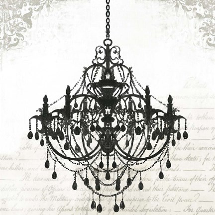 Framed Black Chandelier II Print