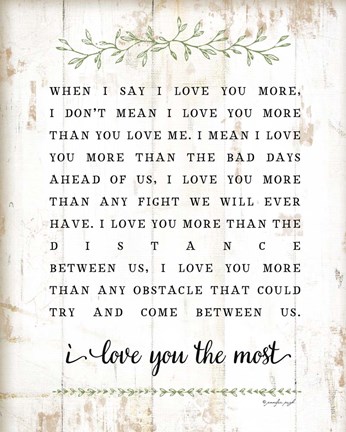 Framed I Love You More Print