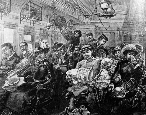Framed 1880S Illustration Crowded Passenger Car Print
