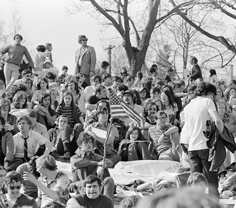 Framed 1970s April 22 1970 Crowd Attending The First Earth Day Print