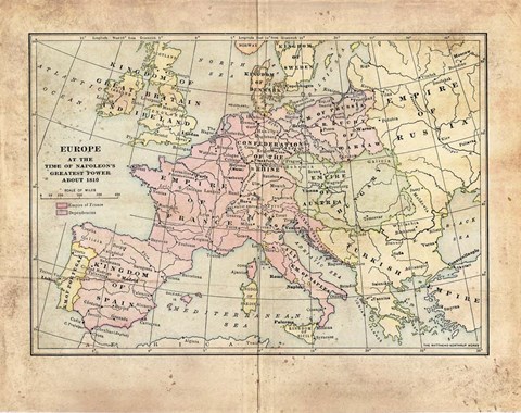 Framed Vintage Napoleon Empire Map Print