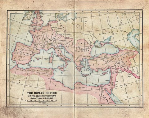 Framed Vintage Roman Empire Map Print