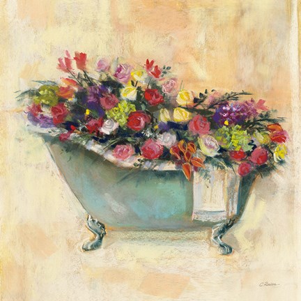 Framed Bathtub Bouquet I Print