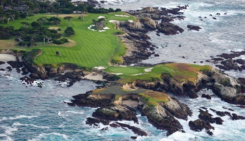 Framed Golf Course on an Island, Pebble Beach Golf Links, California Print