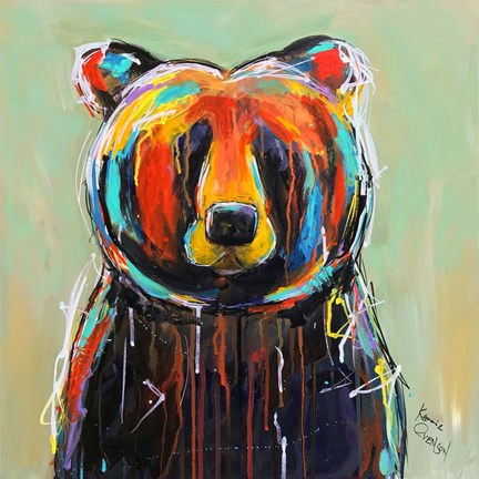 Framed Painted Black Bear Print