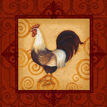 Framed Decorative Rooster II Print
