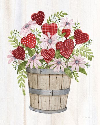 Framed Rustic Valentine Bushel Basket Print